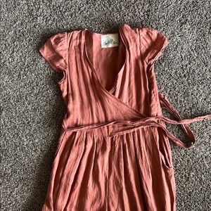 Sugar Candy Mountain Clay Wrap Wide Leg Jumpsuit